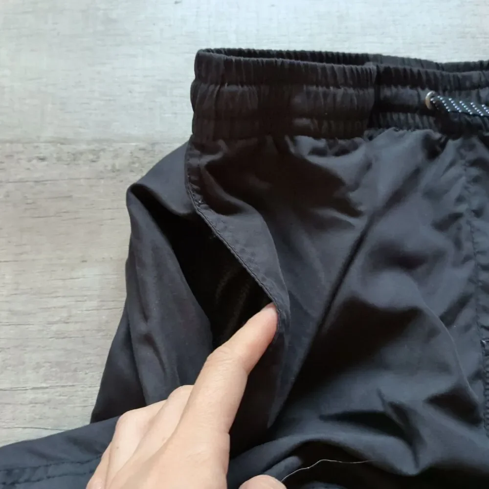 ​Quiksilver Mens Black Elastic Waist Drawstring Swim Trunks Board Shorts M Lined
